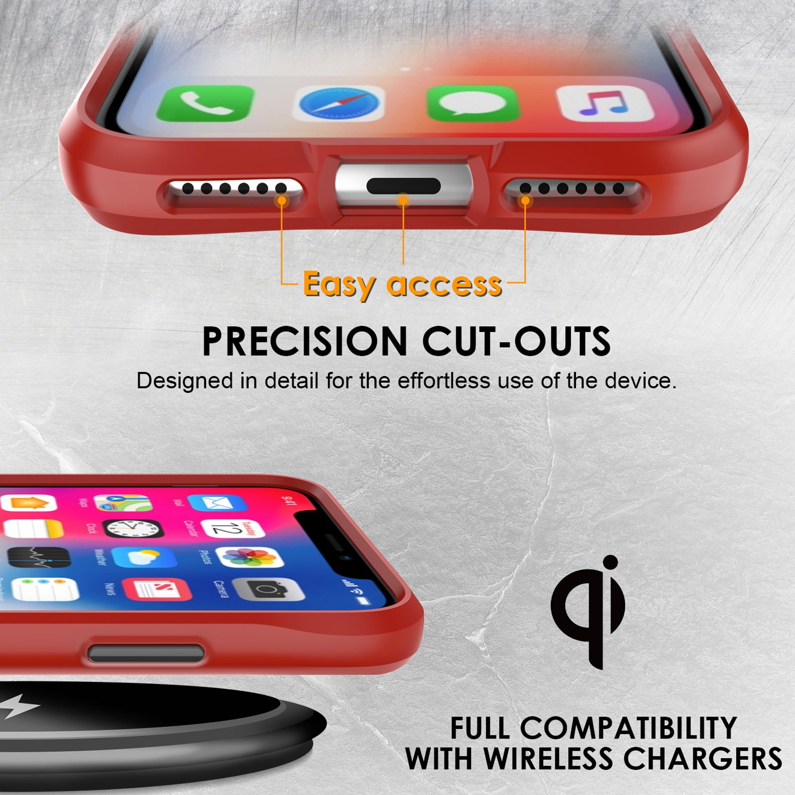 Combat X Mode Series for iPhone XS Max 6.5 inch Case Scratch-proof TPU+PC Cover - Red Combat X Mode Series for iPhone XS Max 6.5 inch Case Scratch-proof TPU+PC Cover - Red